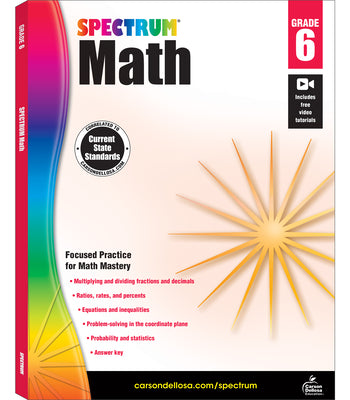 Spectrum 6th Grade Math Workbook, Multiplying and Dividing Fractions and Decimals, Equations, Ratio, and Statistics, Spectrum Grade 6 Math Workbook for Classroom or Homeschool Curriculum