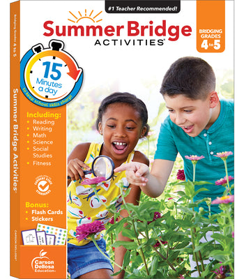 Summer Bridge Activities 4th to 5th Grade Workbook, Math, Reading Comprehension, Writing, Science, Social Studies, Fitness Summer Learning Activities, 5th Grade Workbooks All Subjects With Flash Cards