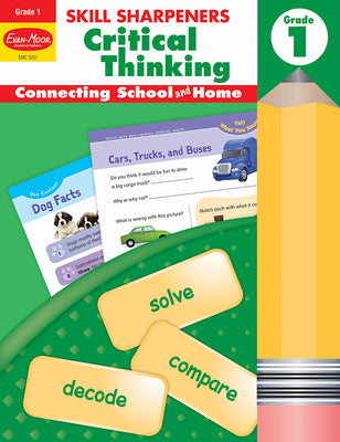 Evan-Moor Skill Sharpeners Critical Thinking, Grade 1 Workbook, Problem Solving Skills, Fun Activities, Higher-Order, Open-Ended Questions and Challenges, Science, Math, Social Studies, Language Arts