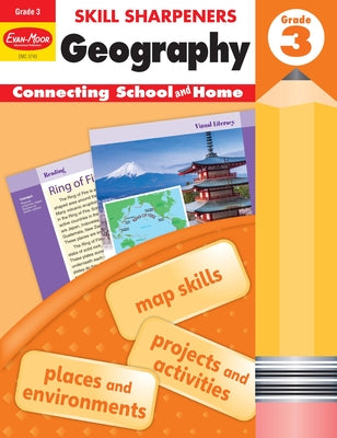 Evan-Moor Skill Sharpeners: Geography, Grade 3 Activity Book - Supplemental At-Home Resource Geography Skills Workbook