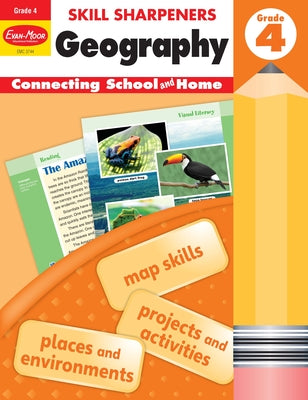 Evan-Moor Skill Sharpeners: Geography, Grade 4 Activity Book - Supplemental At-Home Resource Geography Skills Workbook